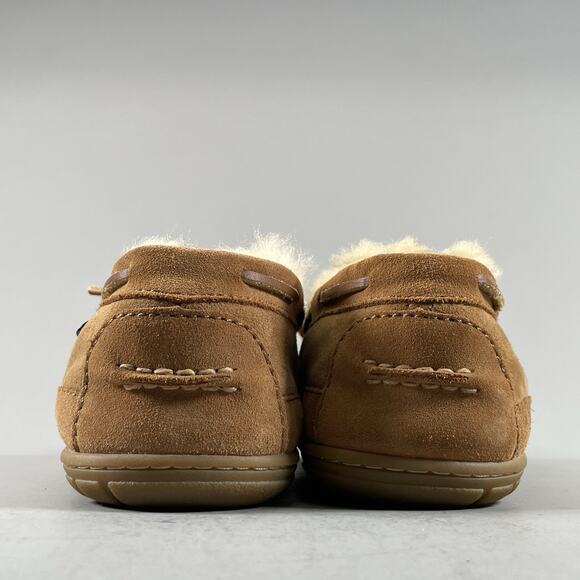LL Bean Mens Size 13 Slip On Brown Suede Wicked Shearling Lined Moccasin Slipper - Picture 3 of 9